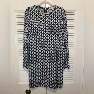 Michael Kors Geometric Fitted Long Sleeve Dress